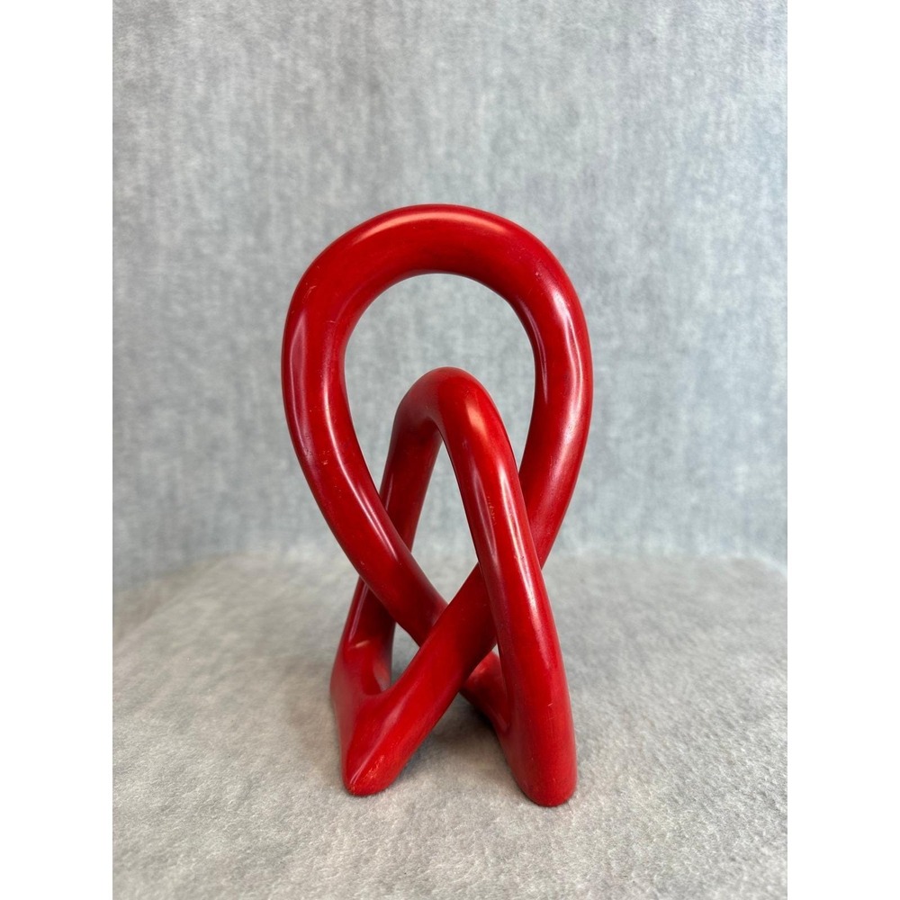 Soapstone Love Knot Sculpture Eternal Continuous Loop Red Modern Art‎ Decor